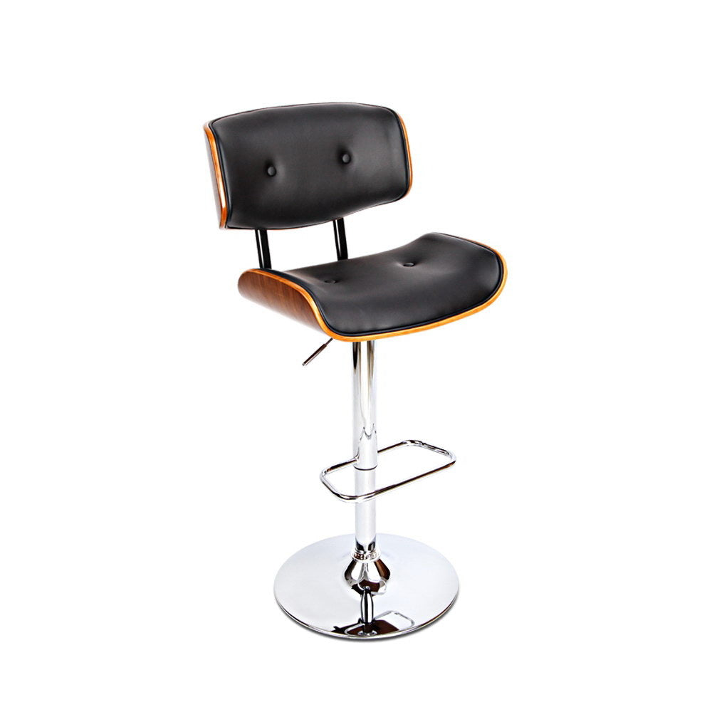 Bar Stools Gas Lift Leather Black