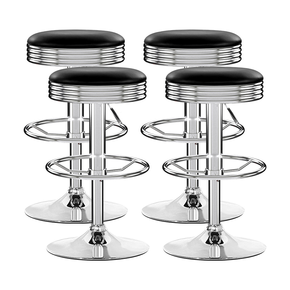 Bar Stools Leather Padded Gas Lift Silver