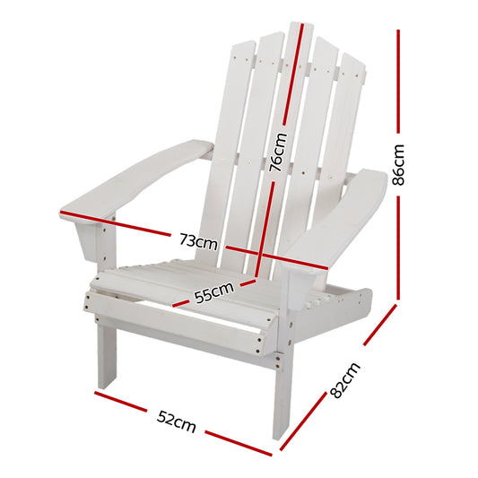 Outdoor Chairs Wooden Beach Chair Patio Furniture Garden White