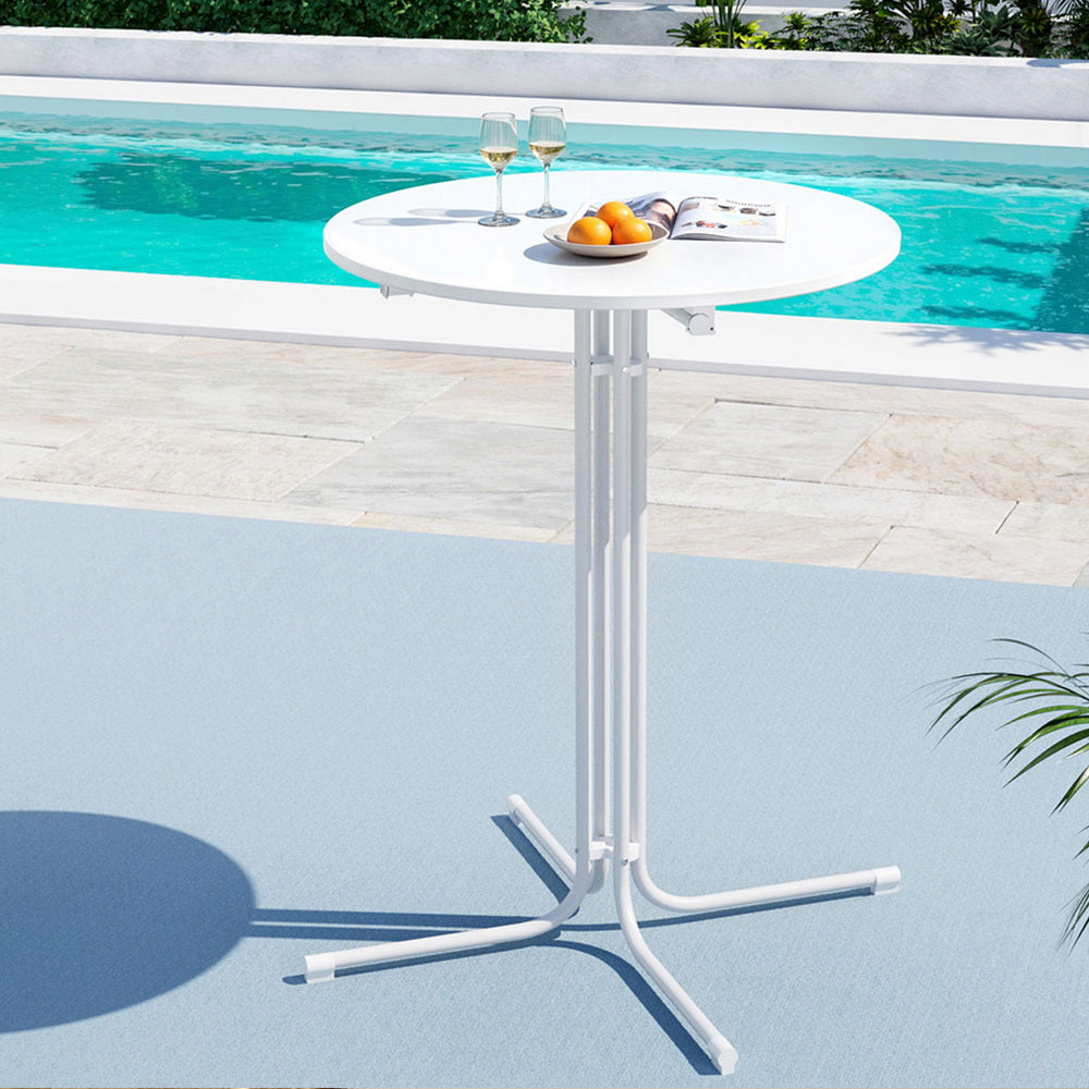 Gardeon Outdoor Bar Table Round Folding Desk Top 109cm Patio Furniture White