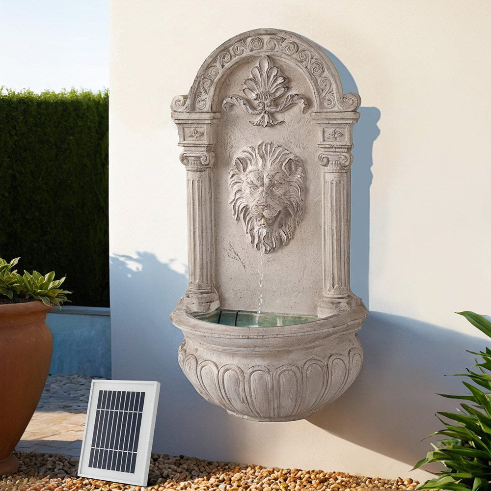 Solar Fountain Water Feature Wall Mount Garden Fountains 77CM Beige