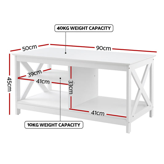 Coffee Table Storage Shelf White