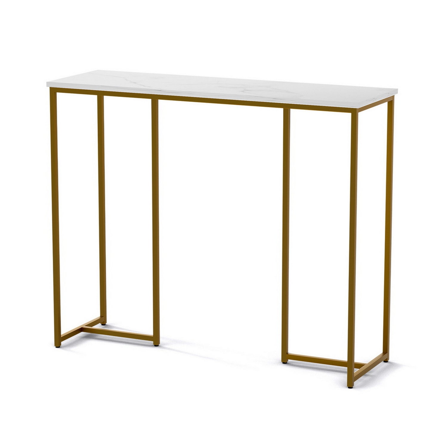 Console Table Marble Effect White&Gold