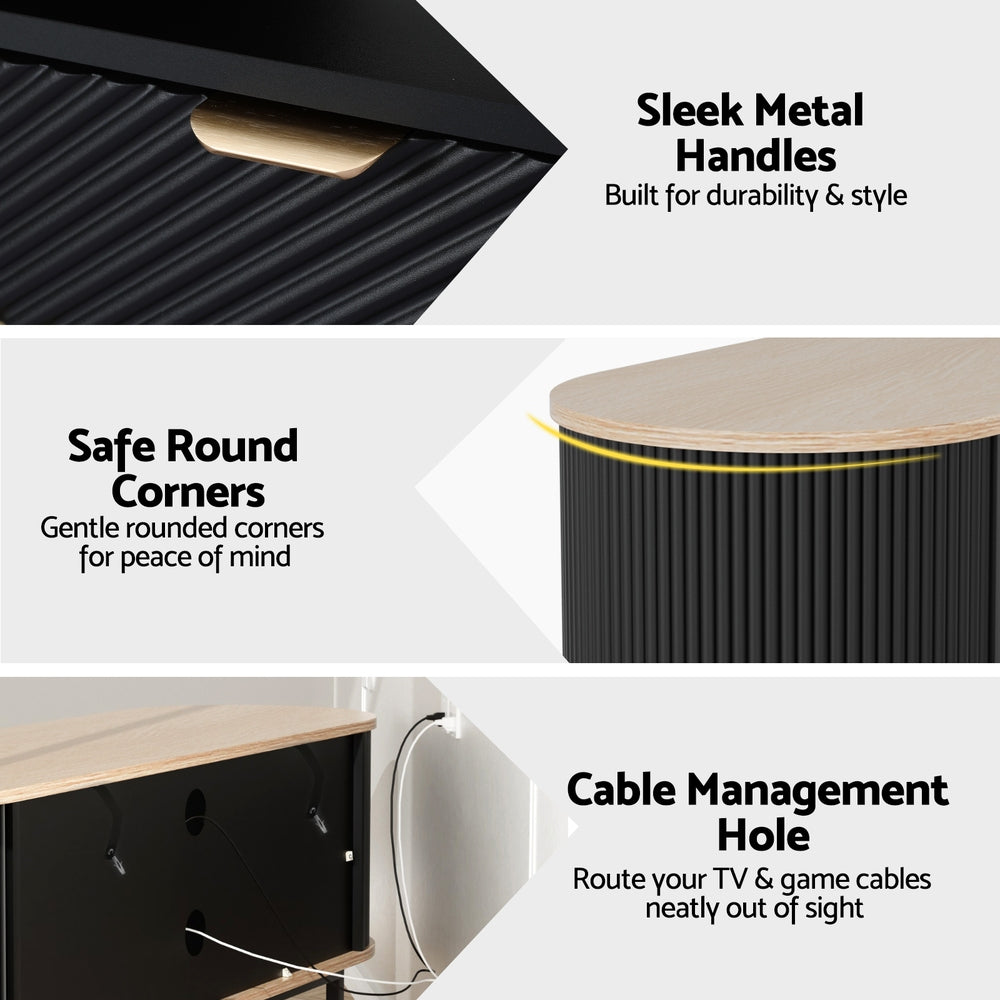 TV Unit Entertainment Unit Storage Cabinet Black Pine