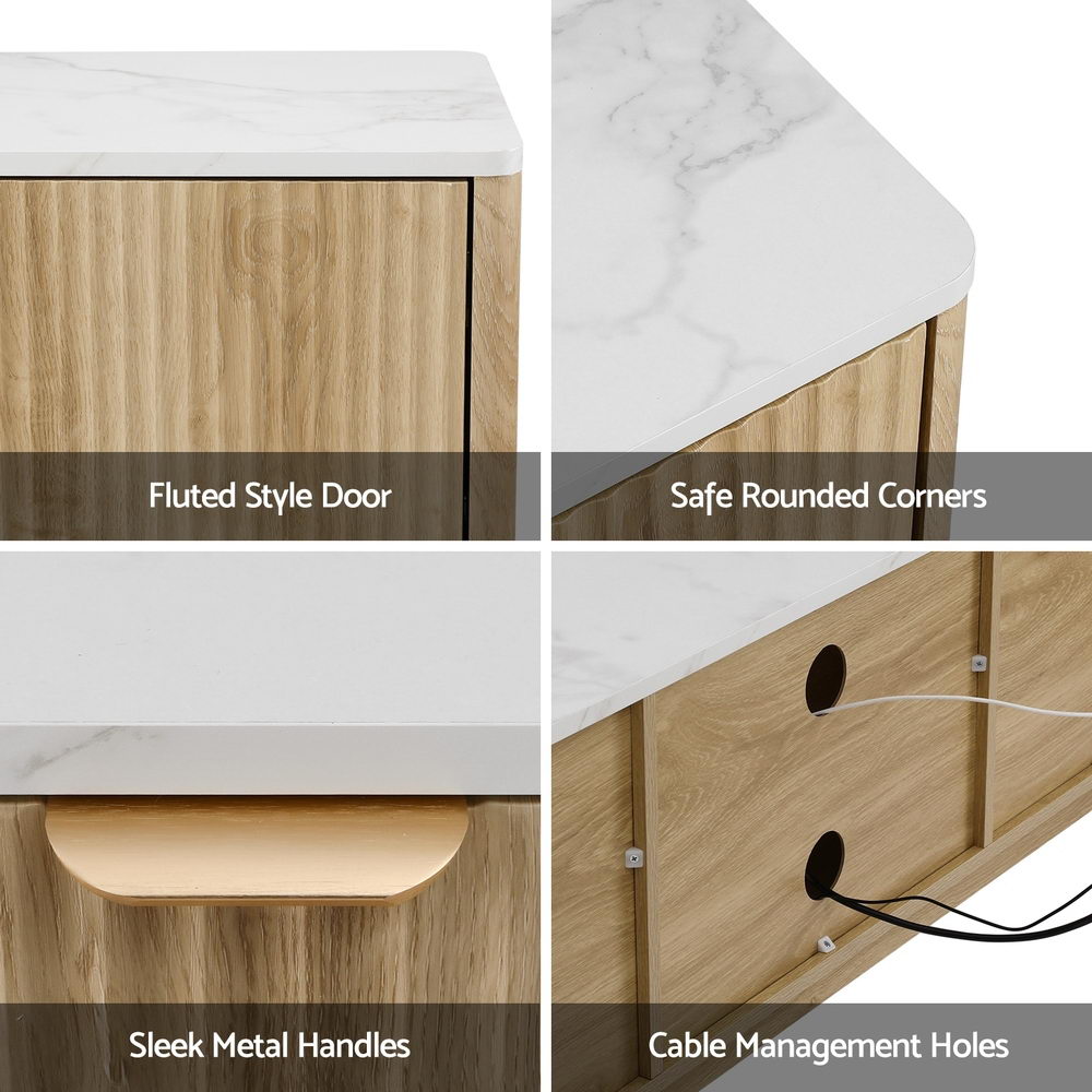 TV Unit Entertainment Unit Storage Drawer Shelf 150cm Pine