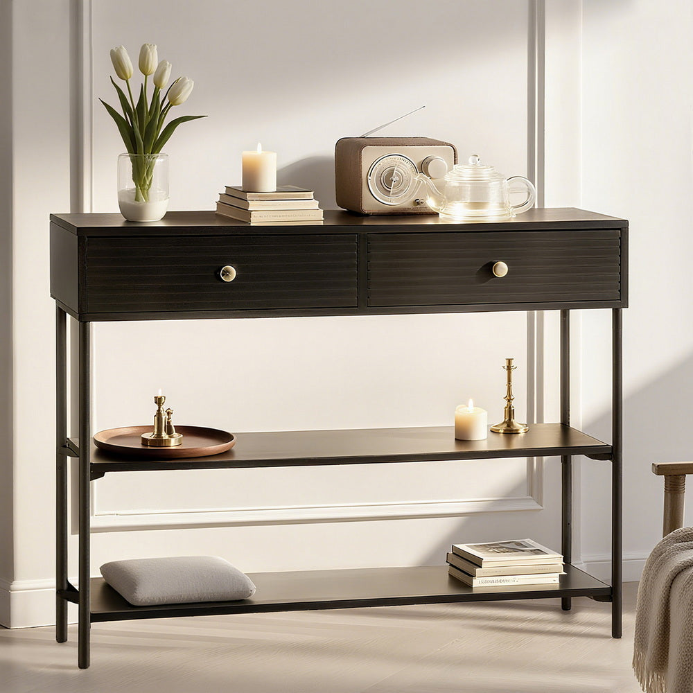 Console Table 3-Tier Black