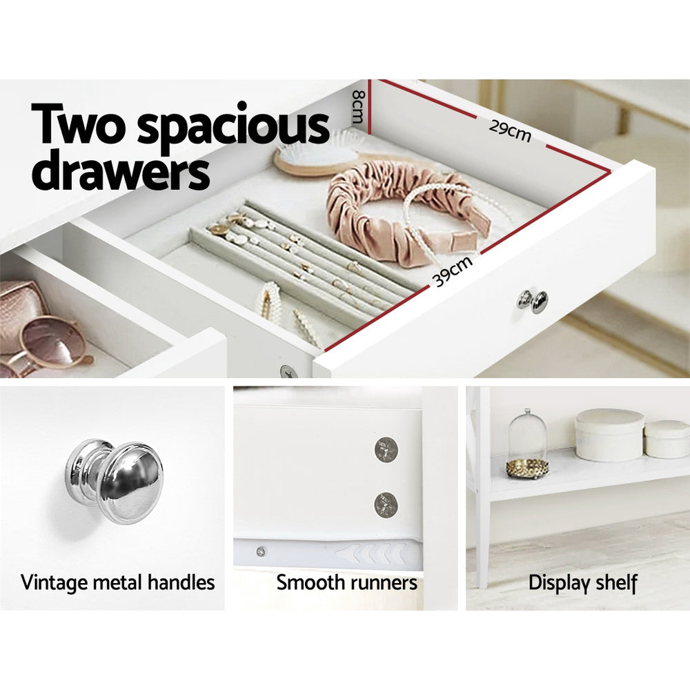 Console Table 2 Drawers 100CM White Chole