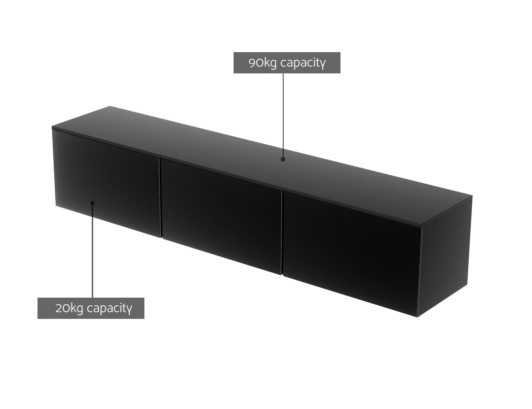 Entertainment Unit TV Cabinet High Glossy Black 3 Cabinets 200CM