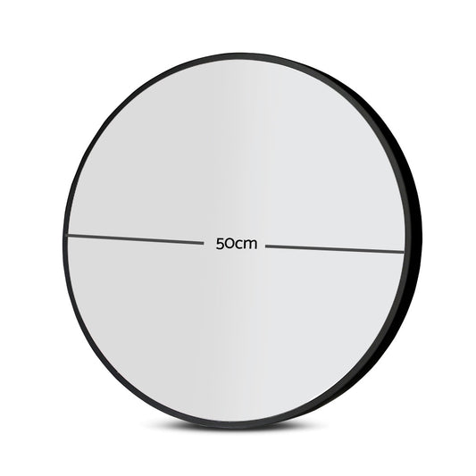 Embellir 2 Wall Mirror Makeup 50cm Home Decor Framed Mirrors Bathroom Round Black