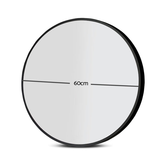 Embellir 2 Wall Mirror Makeup 60cm Home Decor Framed Mirrors Bathroom Round Black