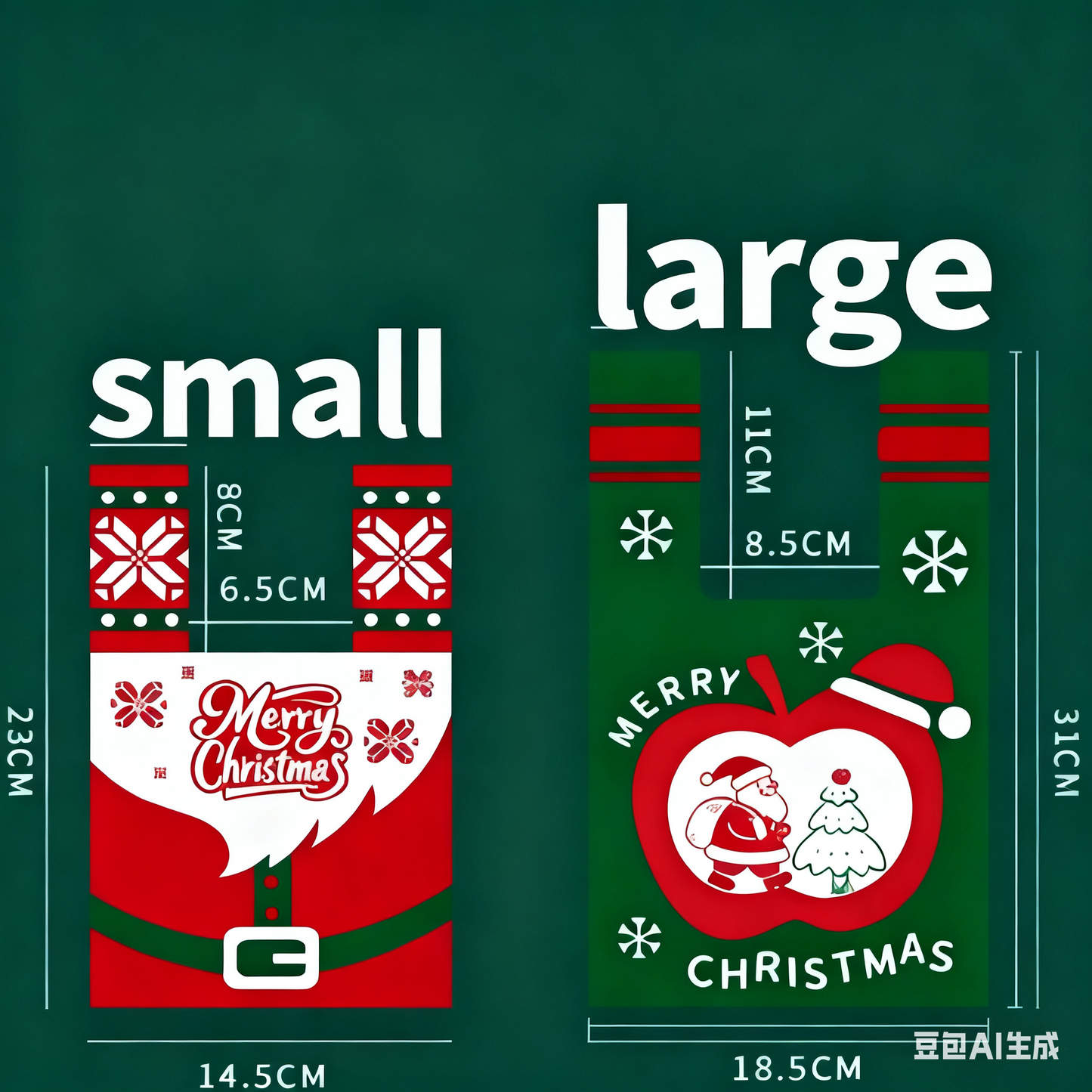 Christmas Knitted Gift Bags - Small & Big Festive Pouches for Apples, Candies, Christmas Eve Gifting & DecorationProduct(L)Â