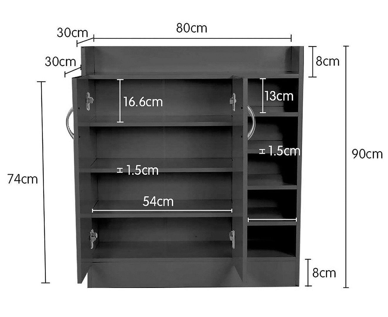 21 Pairs Shoe Cabinet Rack Storage Organiser 80 x 30 x 90cm in Black