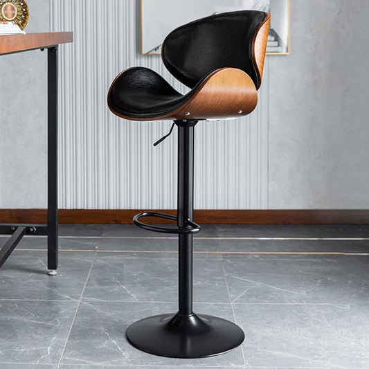 Black Modern Bar Stools Swivel Bar Stool Chair Counter Height Barstool with 360 Degree Swivel Seat