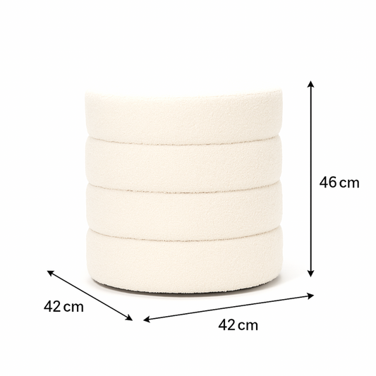 Interior Ave - Cleo White Boucle Ottoman