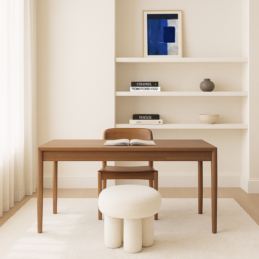 Interior Ave - Bentley Boucle Ottoman – White