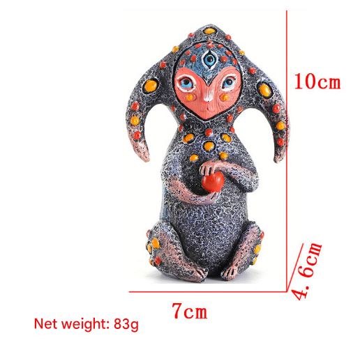 3PCS Two Eyes Fantasy Three-Eyed Alien Figurine Set - 3 Piece Resin Sculptures for Home & Garden Decor