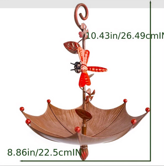 Dragonflies Charming Hanging Umbrella Bird Feeder - Decorative Outdoor Garden Accent