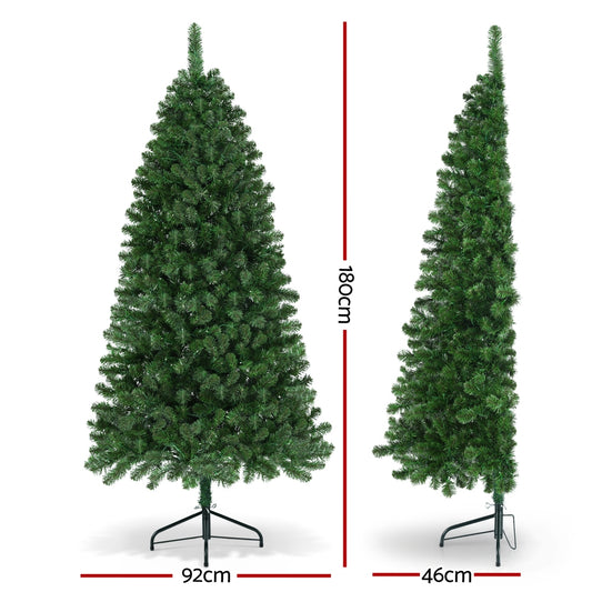 Jingle Jollys Christmas Tree 1.8M LED Corner Xmas Tree Half 8 Modes Multi-color