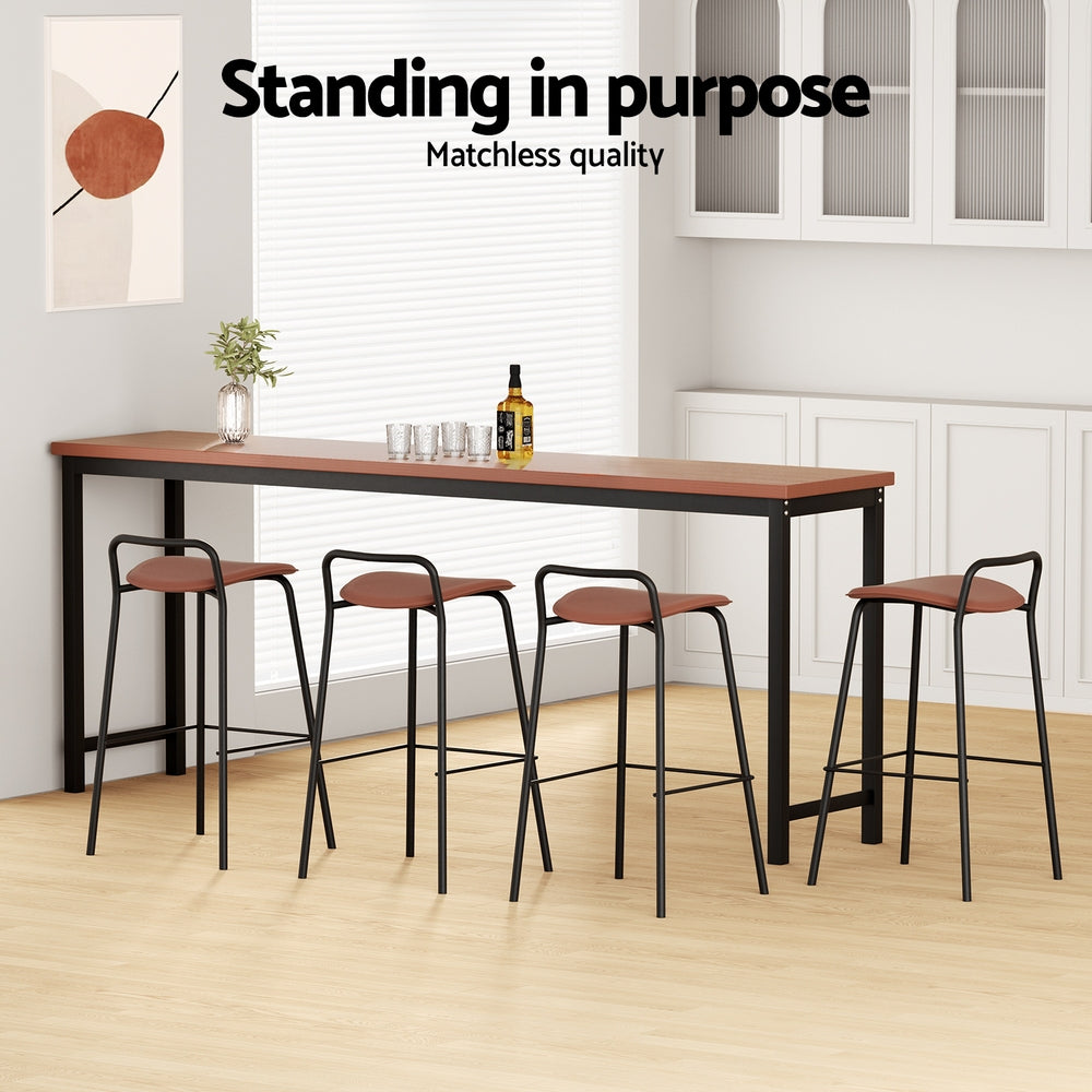 4x Bar Stools Kitchen Counter Dining Chair Metal Brown