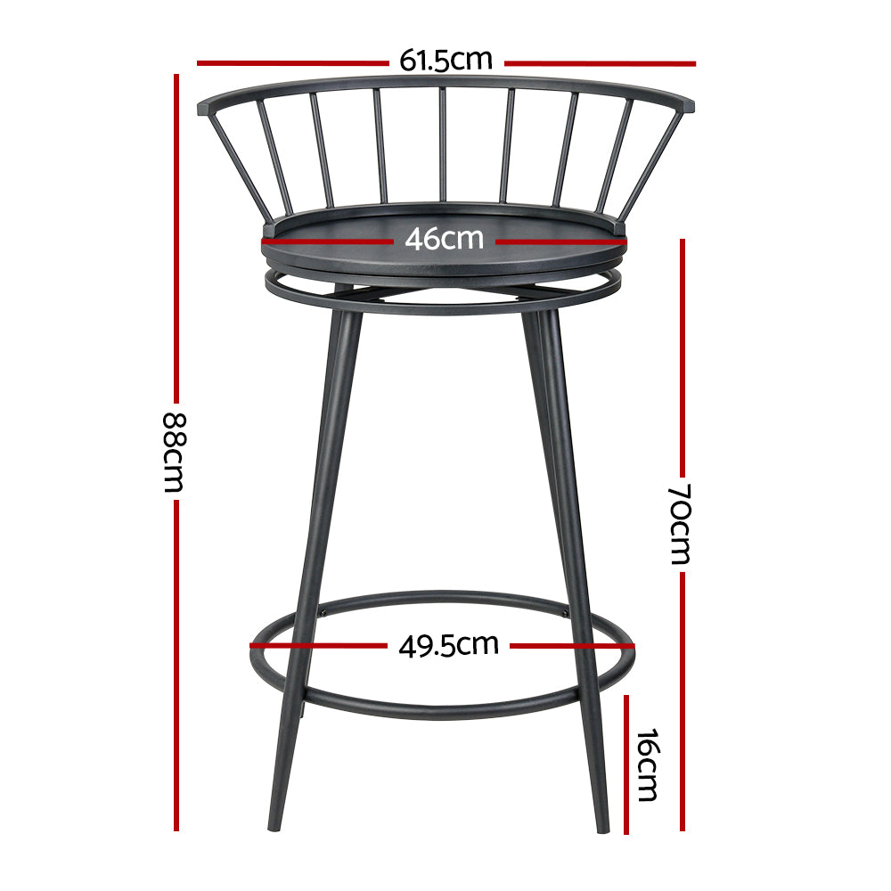 2x Bar Stools Swivel Metal Chairs
