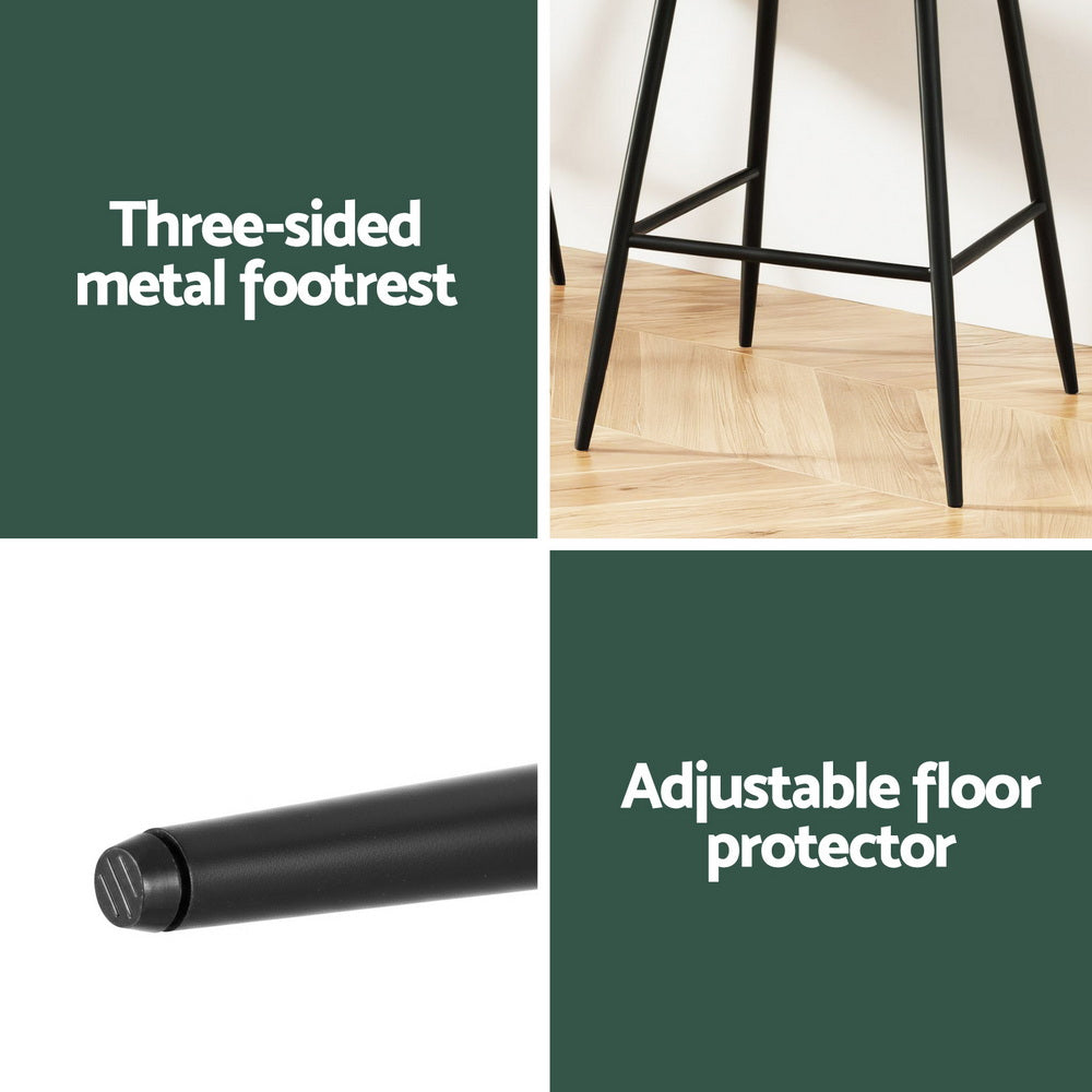 2x Bar Stools Kitchen Dining Chair Counter Stool Tub Velvet Metal Green