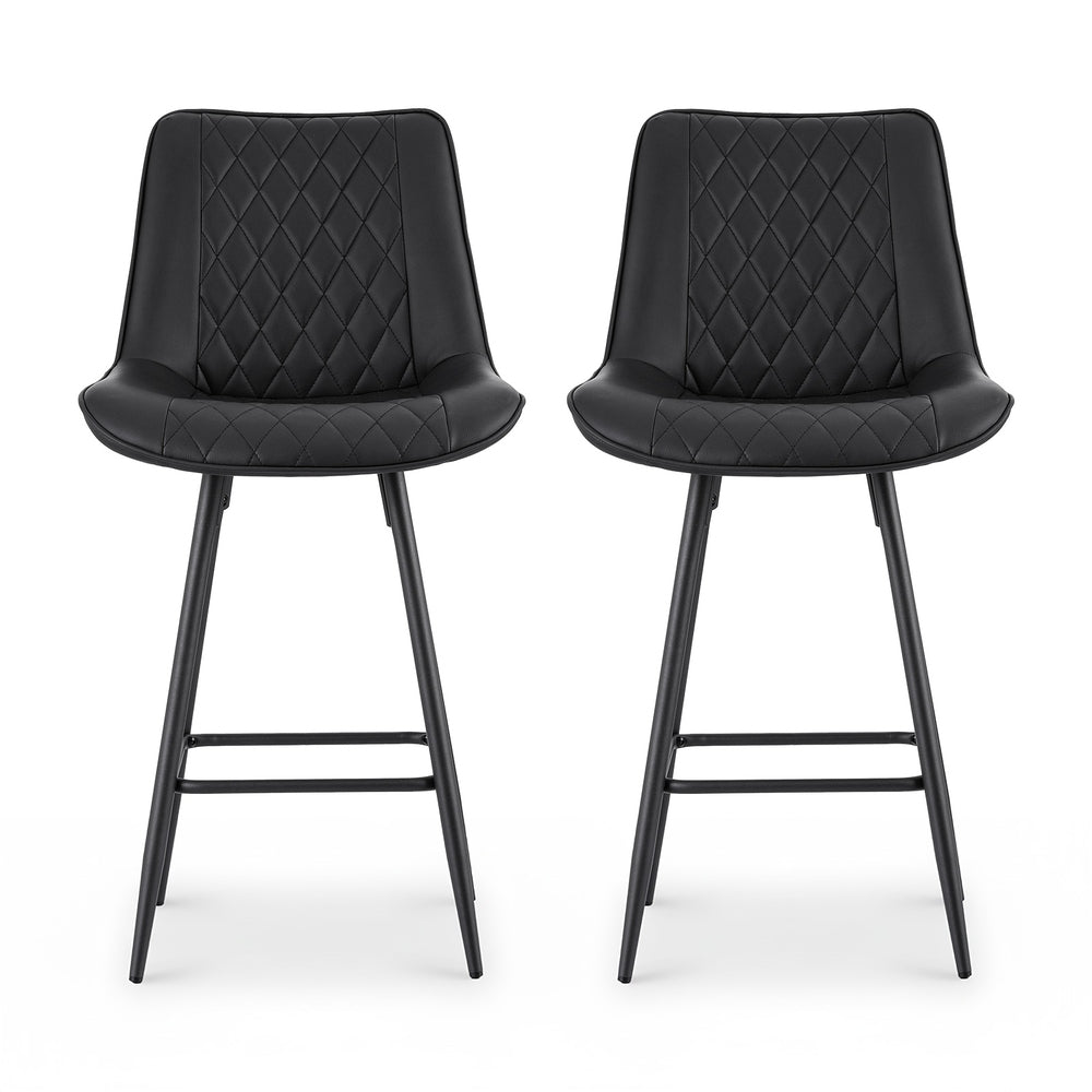 2x Bar Stools Kitchen Dining Chair Counter Stool Diamond PU Leather Black