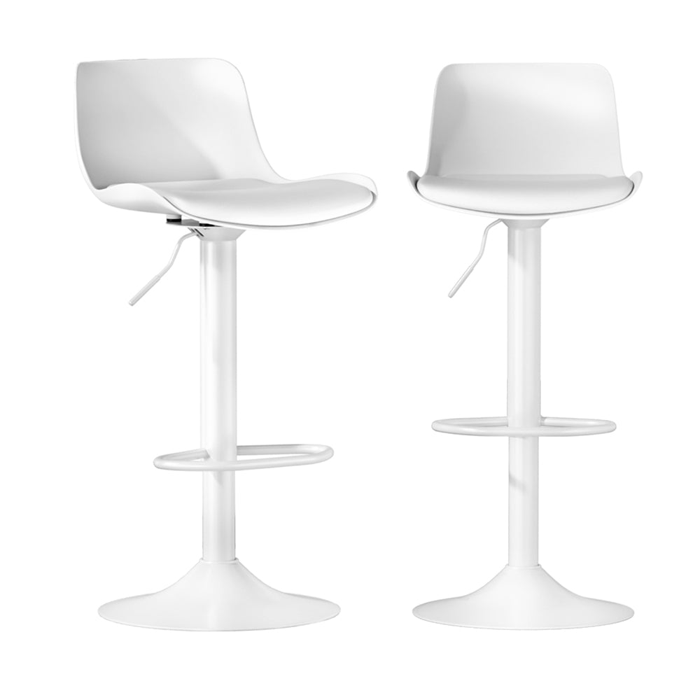 Bar Stools Kitchen Swivel Gas Lift Stool Leather Dining Chairs White x2