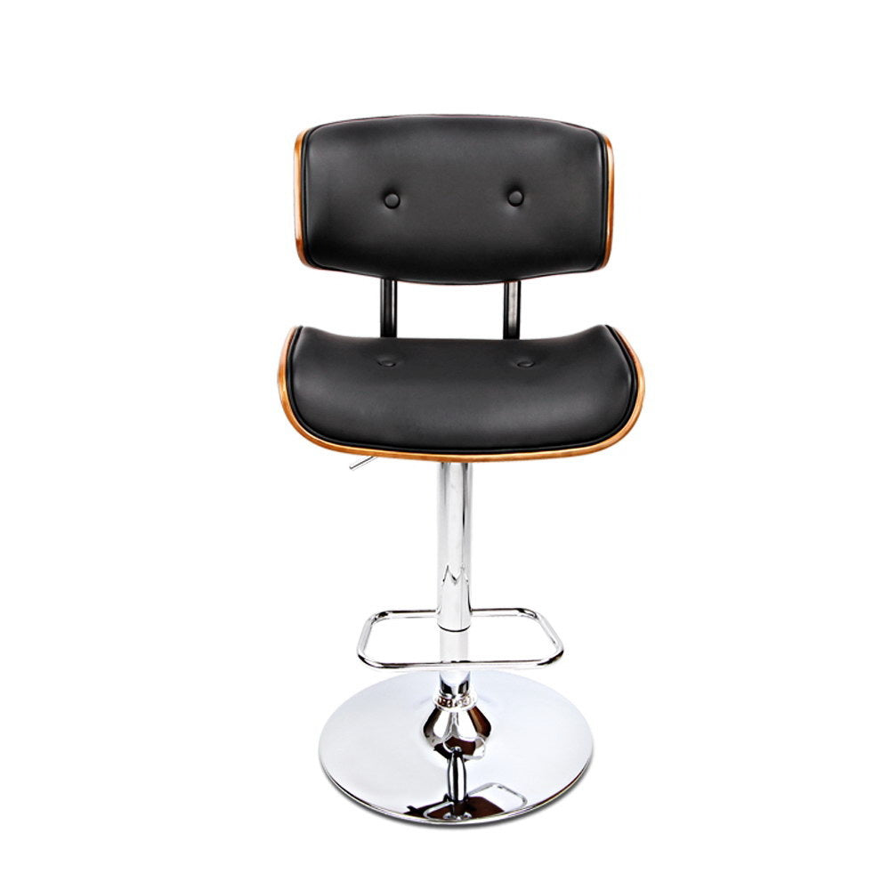 Bar Stools Gas Lift Leather Black