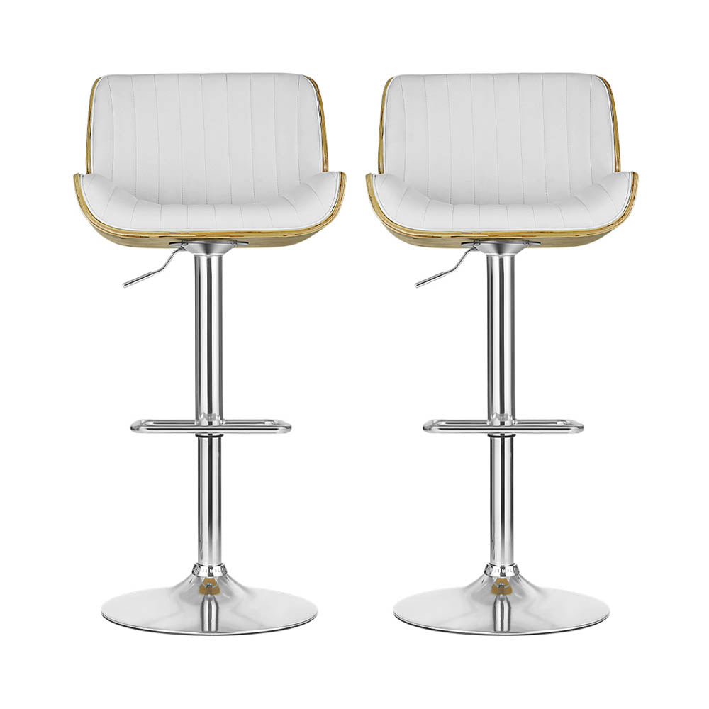 2x Bar Stools Adjustable Leather Chairs
