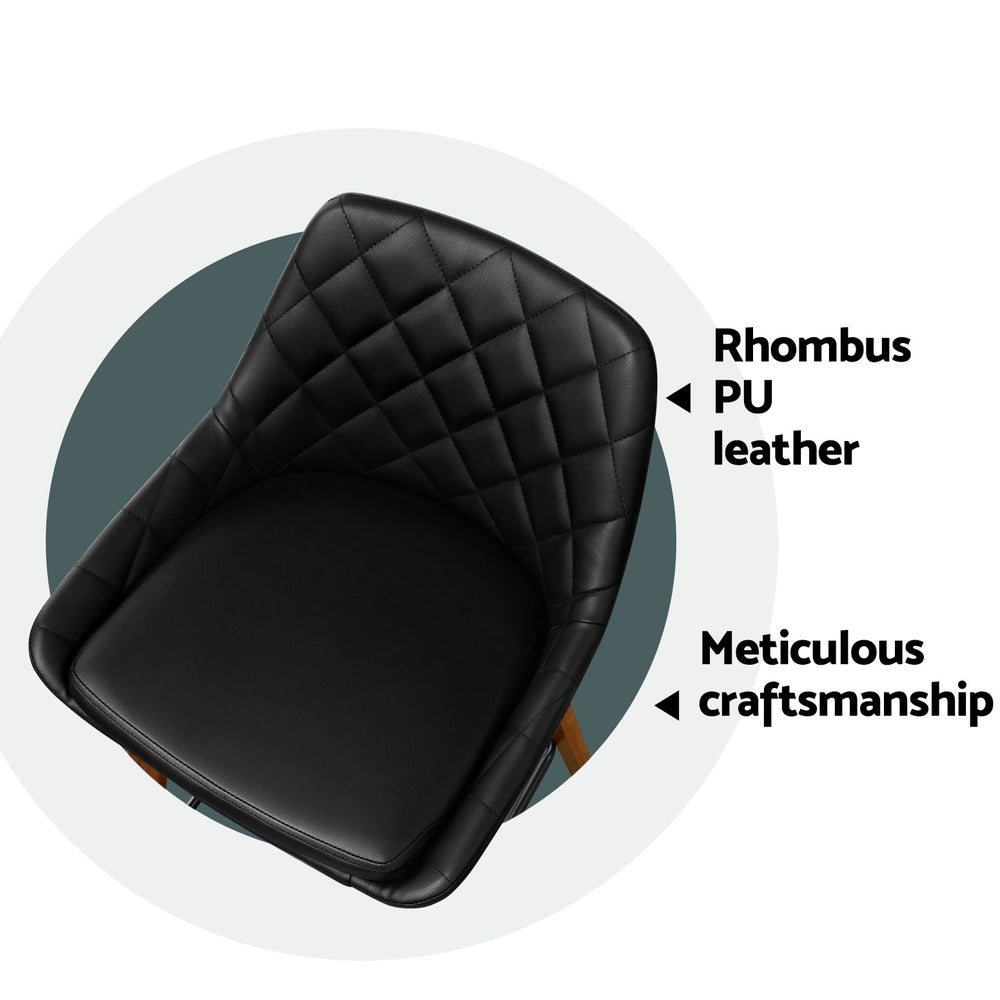 4x Bar Stools PU Seat Wooden