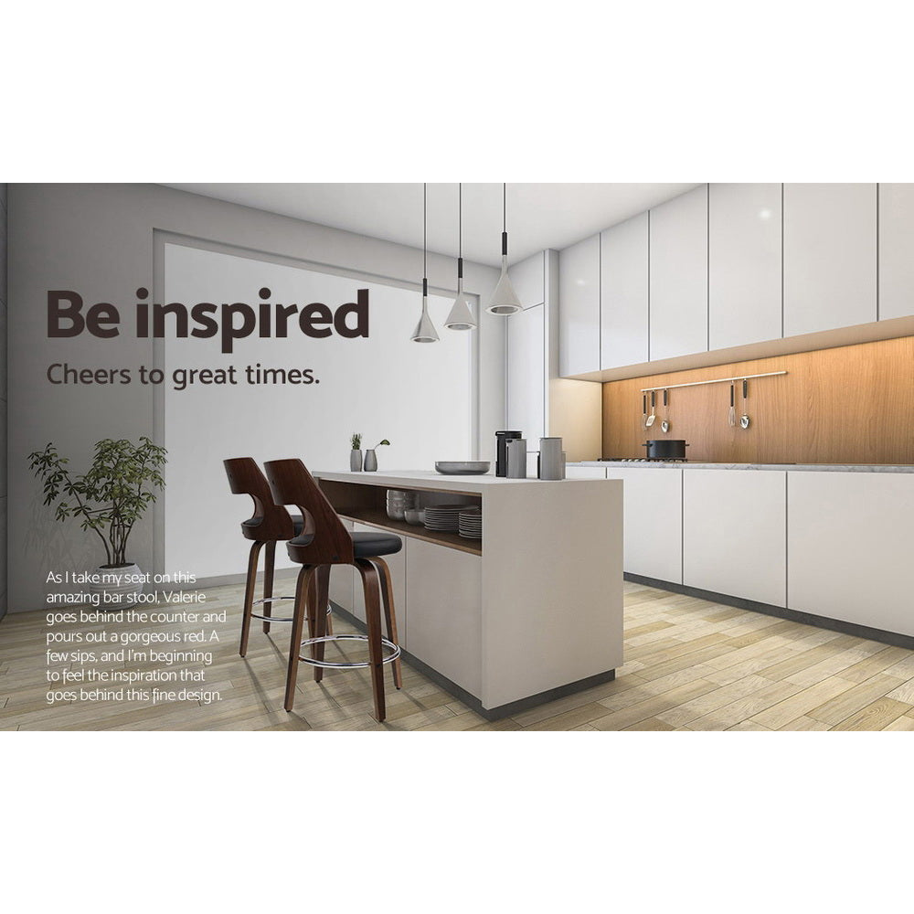 2x Bar Stools Swivel Leather Chair 76cm