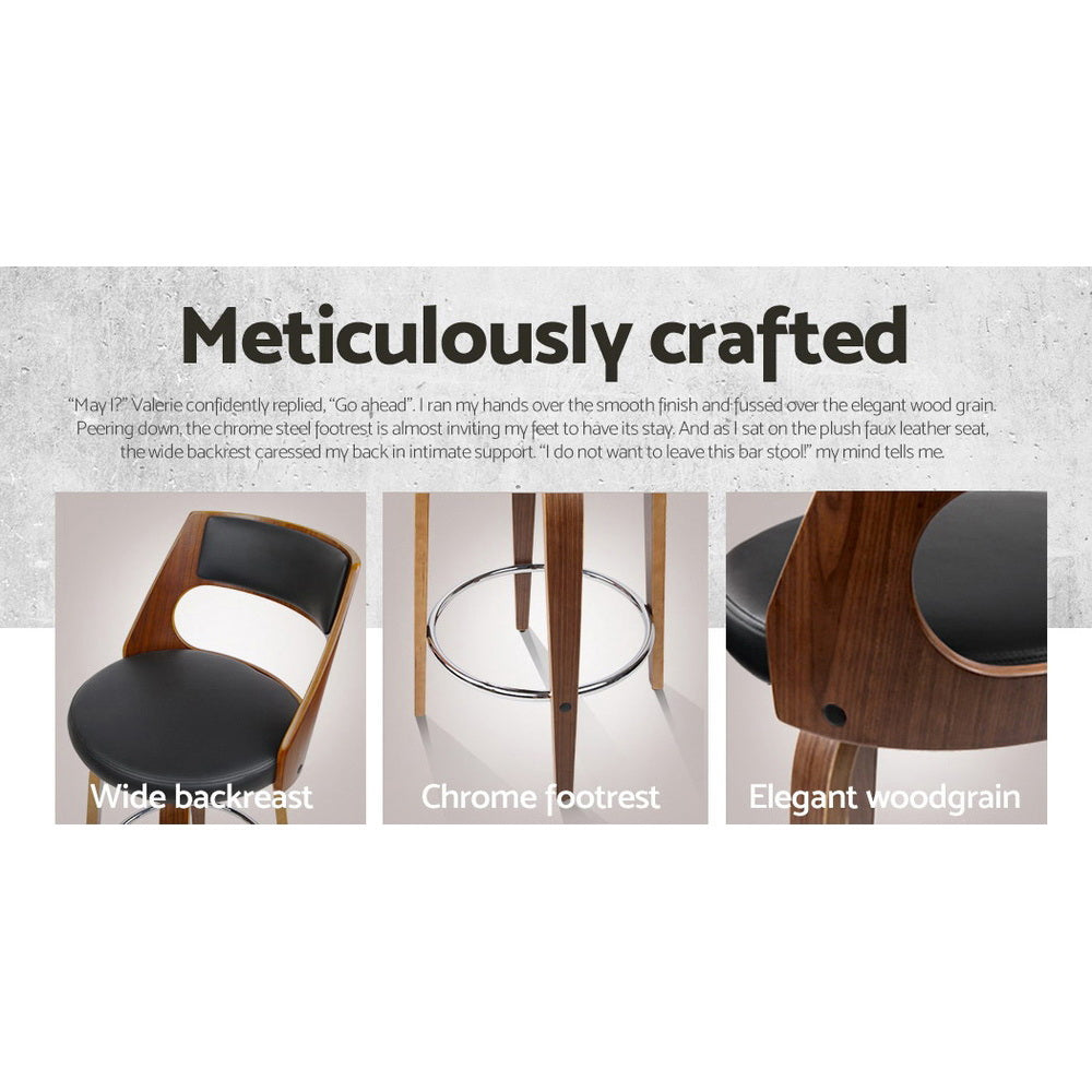 2x Bar Stools Swivel Leather Chair 76cm