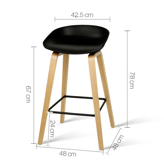 4xBar Stools Kitchen Counter Stool Dining Chairs Wooden Black