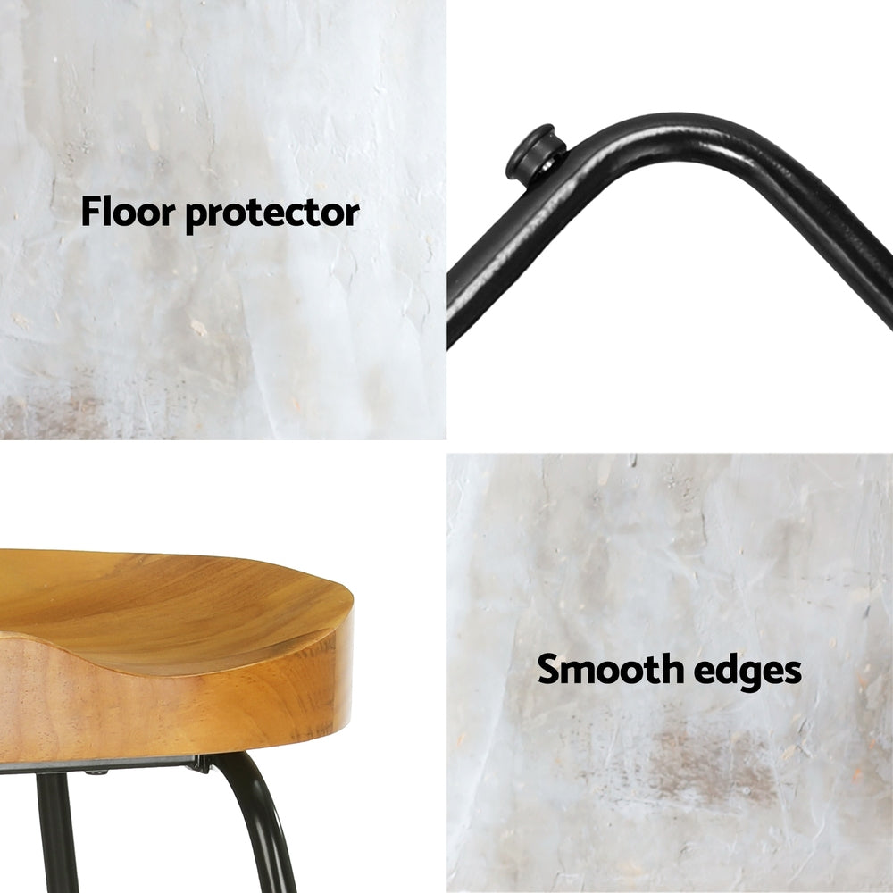 4x Bar Stools Tractor Seat 65cm Wooden