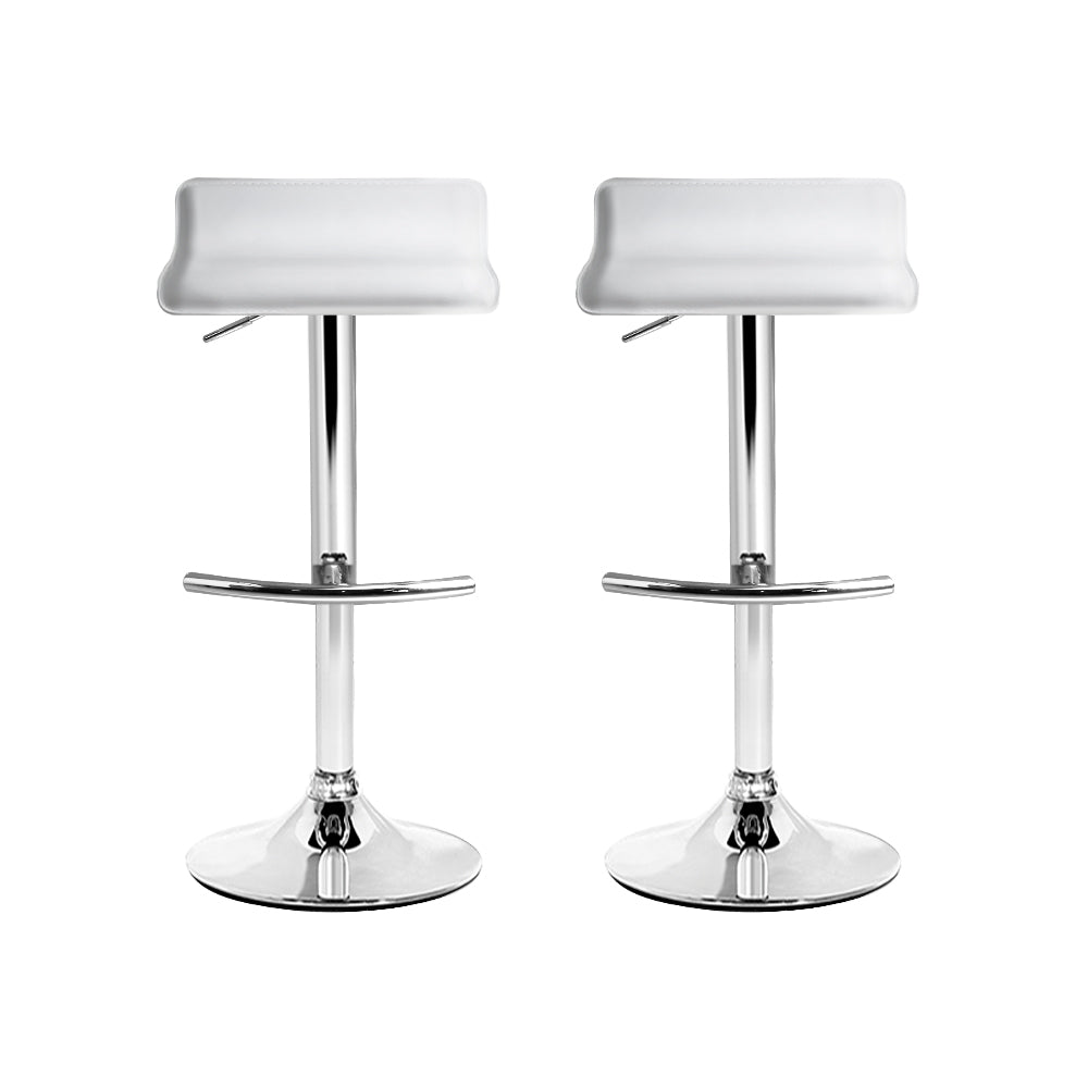 2x Bar Stools Adjustable Gas Lift Chairs White