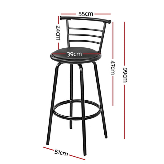 4x Bar Stools Swivel Leather Padded Metal