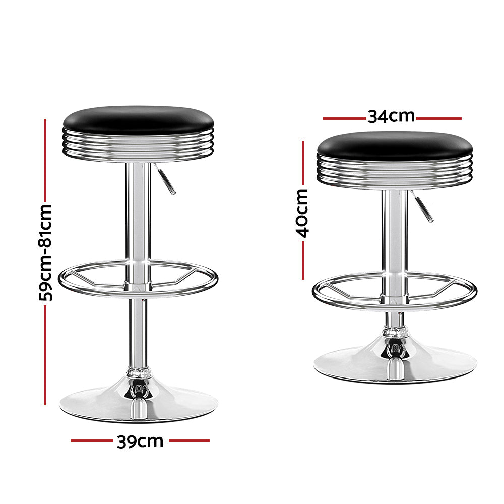 Bar Stools Leather Padded Gas Lift Silver