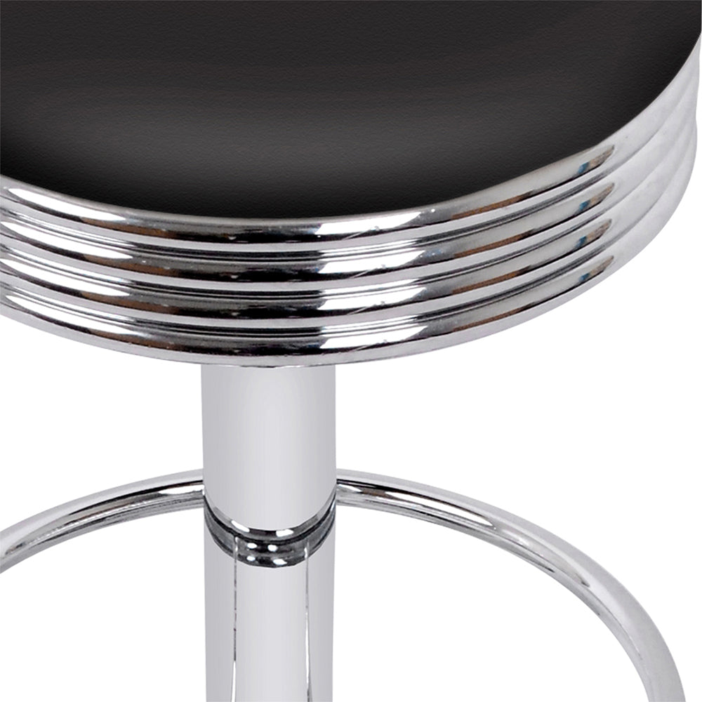Bar Stools Leather Padded Gas Lift Silver