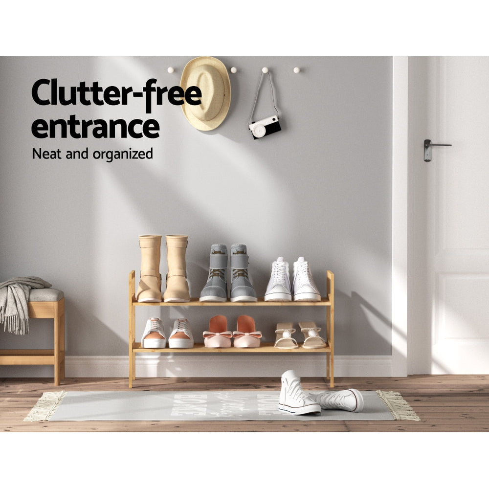 Shoe Rack Cabinet Bamboo Storage Organiser Pine