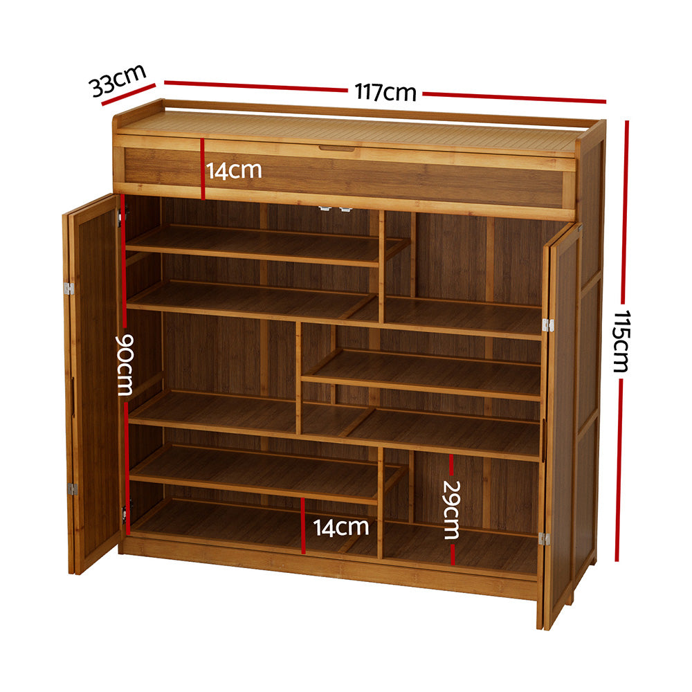 Shoe Rack Cabinet 30 Pairs Storage Cupboard Bamboo