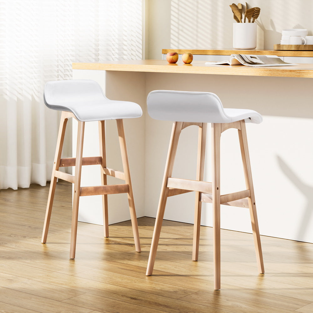 2x Bar Stools Wooden Stool White