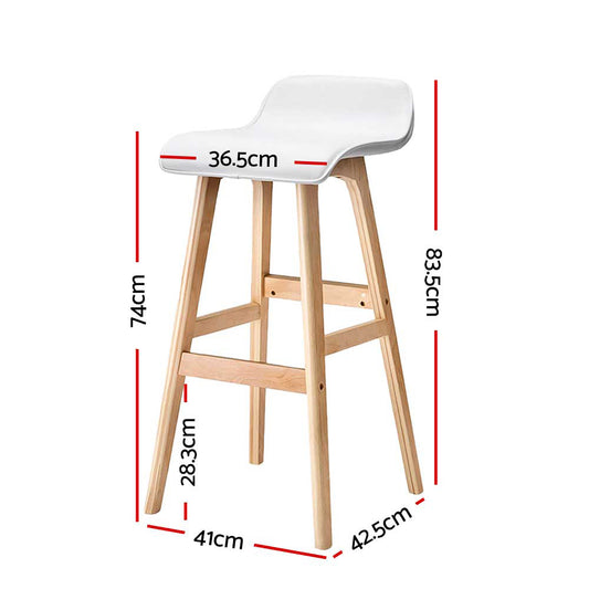 2x Bar Stools Wooden Stool White