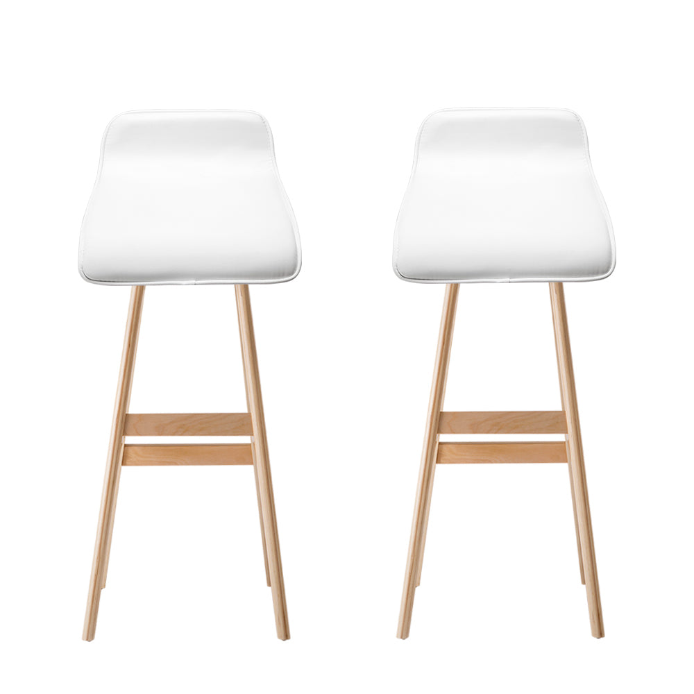 2x Bar Stools Wooden Stool White