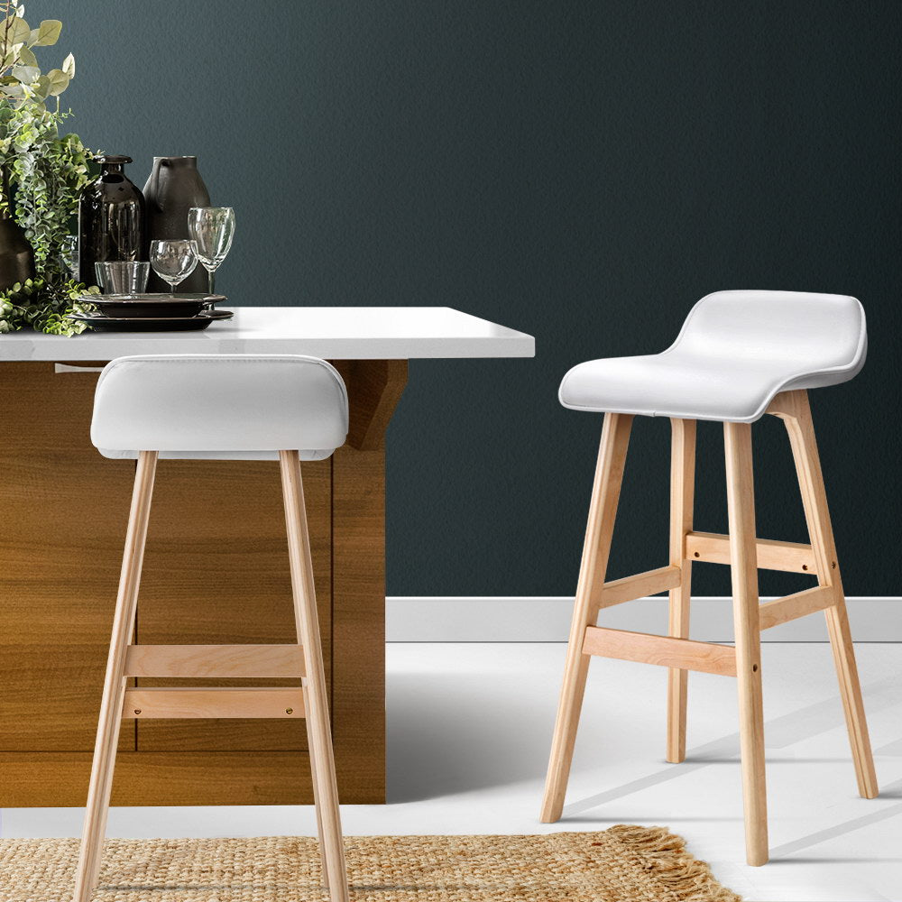 2x Bar Stools Wooden Stool White