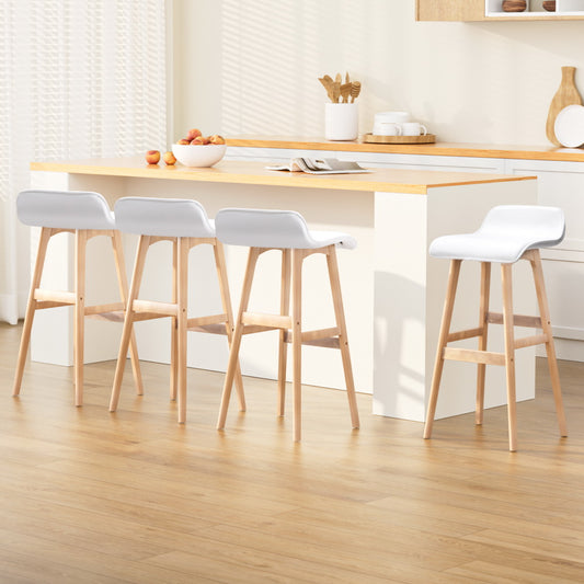 4x Bar Stools Wooden Stool White