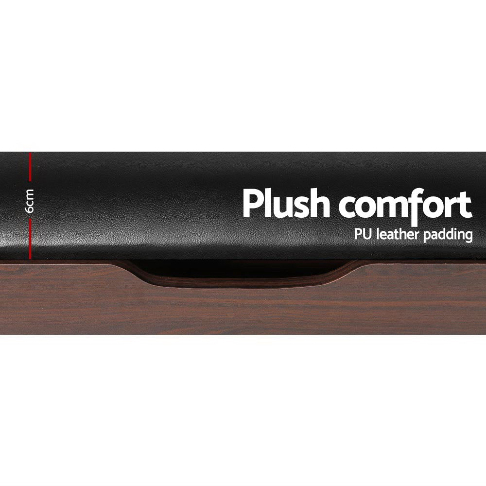 Shoe Rack Cabinet Bench 3-tier 15 Pairs Walnut