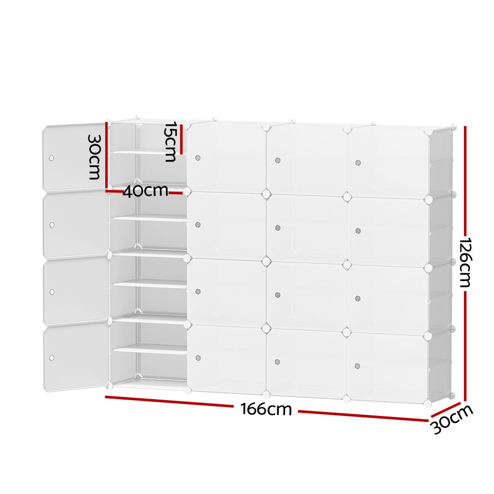Shoe Rack DIY 16 Storage Cube Stackable White
