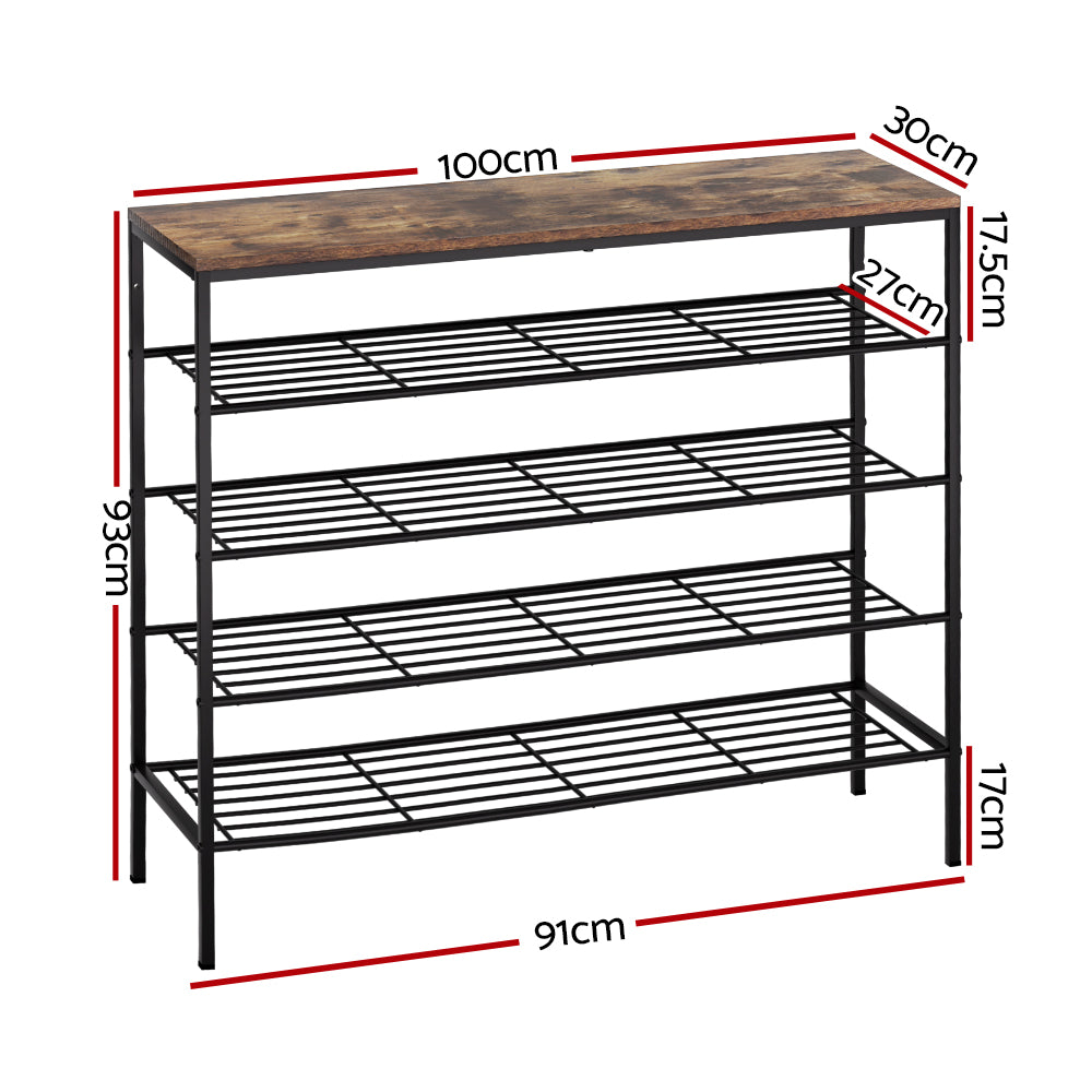Shoe Rack 5-tier 25 Pairs Walnut Bob