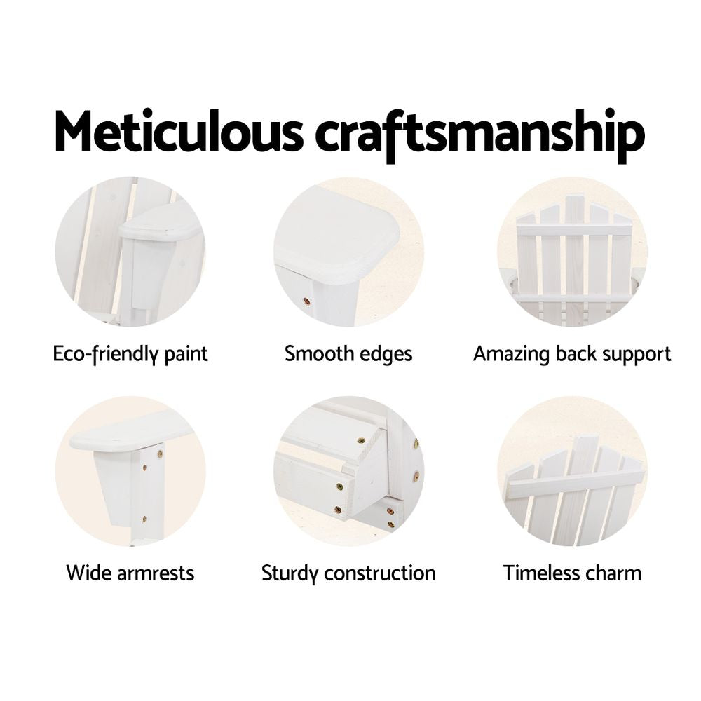 Outdoor Chairs Wooden Beach Chair Patio Furniture Garden White