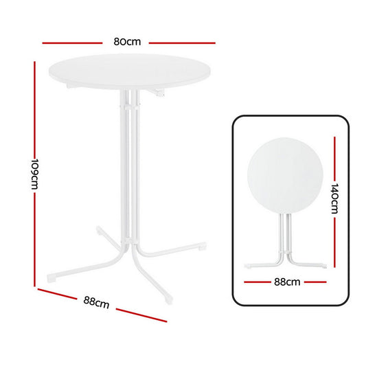 Gardeon Outdoor Bar Table Round Folding Desk Top 109cm Patio Furniture White